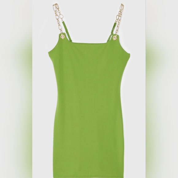 GAP x CULT GAIA Green Chain Strap Slip Mini Dress. Sz L. NWT - Picture 8 of 15